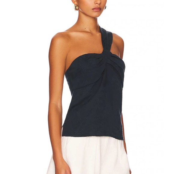 Veronica Beard Belinda One-Shoulder Jacquard Top in Ink 16 - Picture 1 of 6